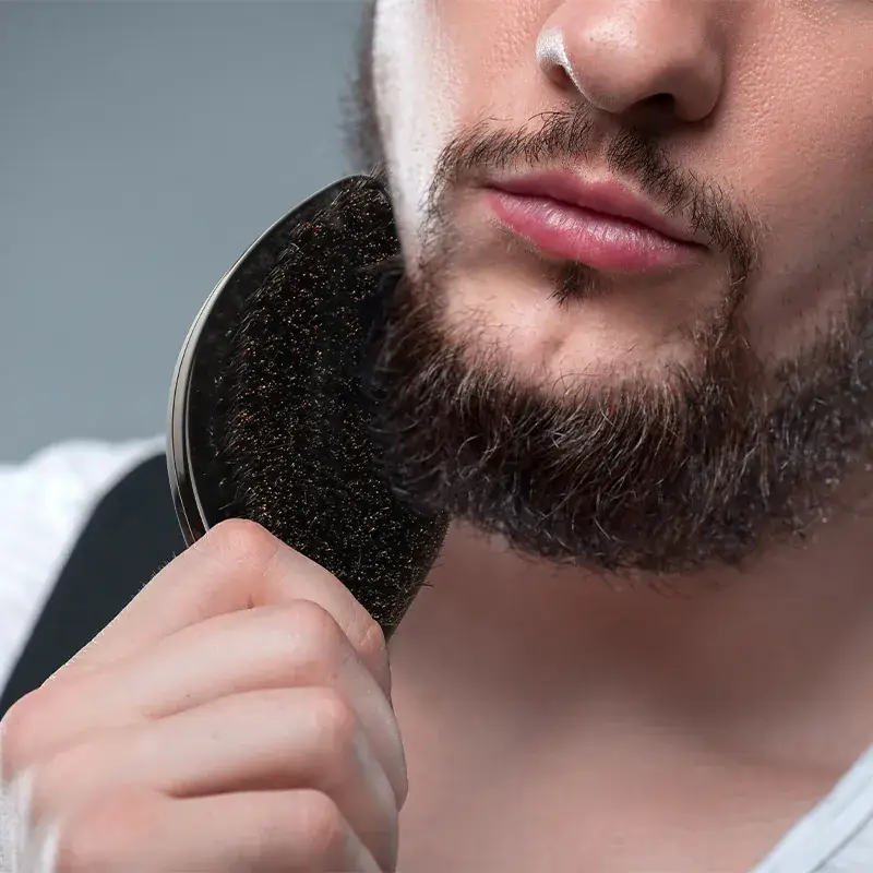 Pink Curved Beard Brush for Men - Image 6