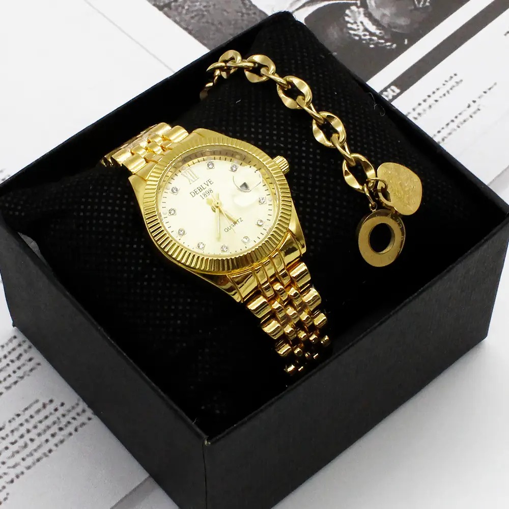 Couple Gold Watch Set with Bracelet for Men Women — feature 6