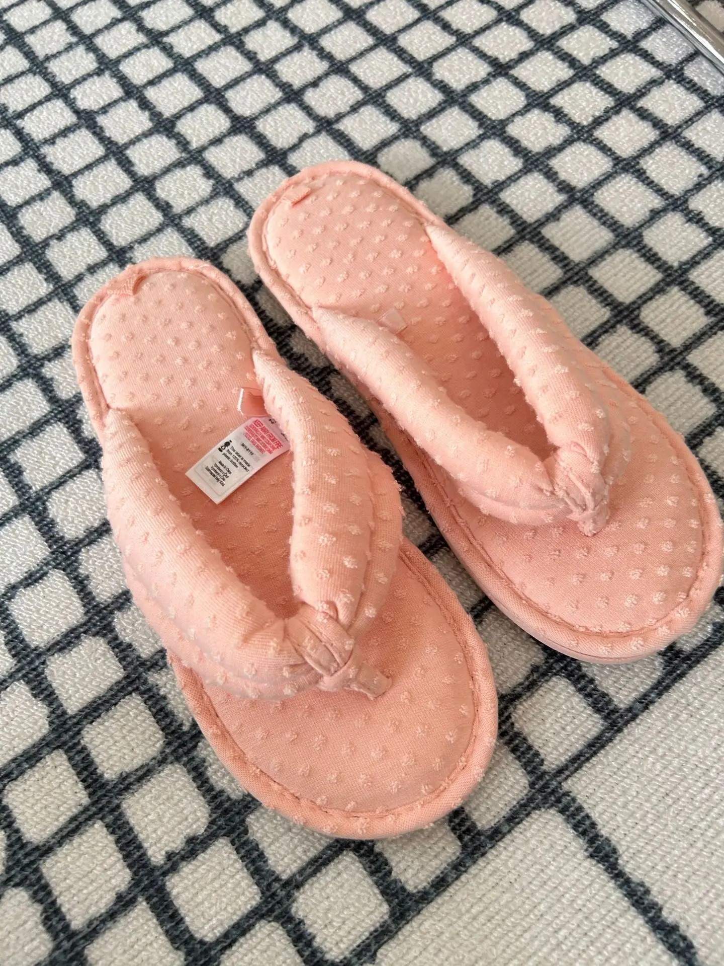 Women's Pink Cotton Flip Flops with Dot Pattern — feature 2