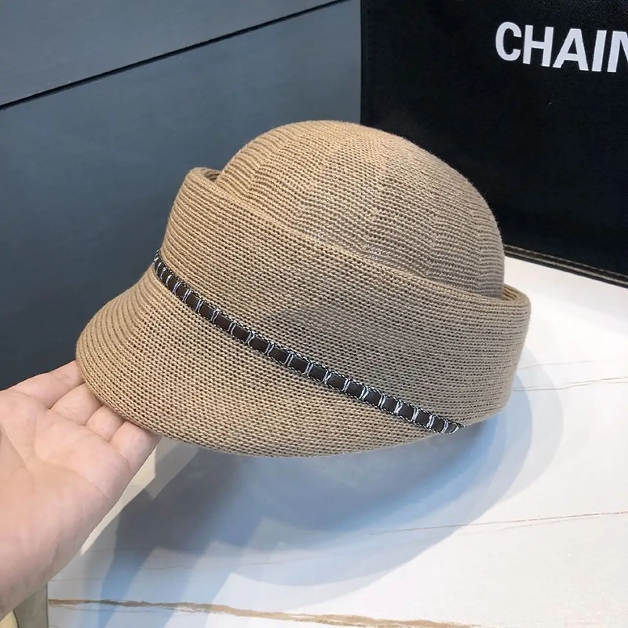 Women's Black Mesh Sun Hat with Duck Tongue - Image 3