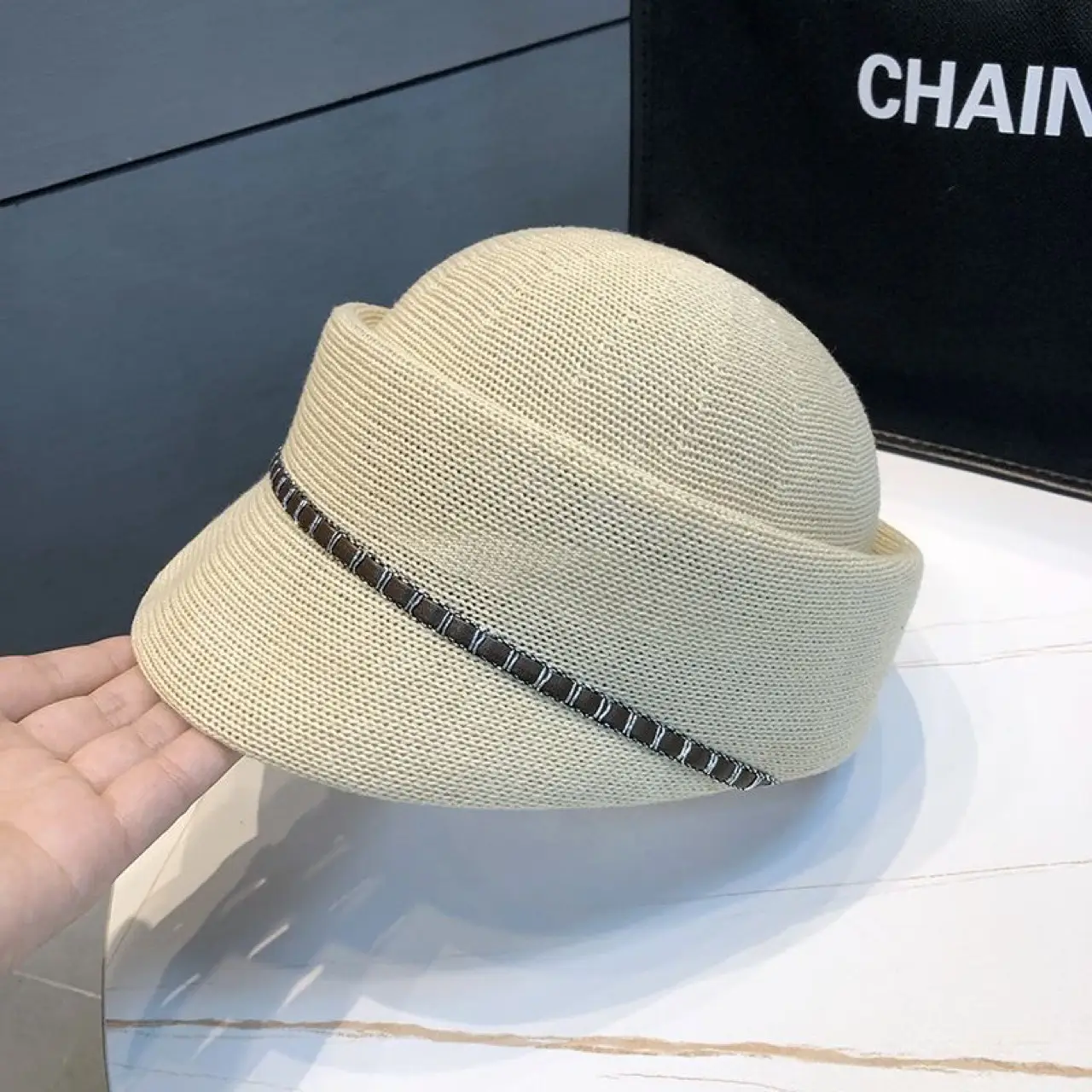 Women's Black Mesh Sun Hat with Duck Tongue - Image 2
