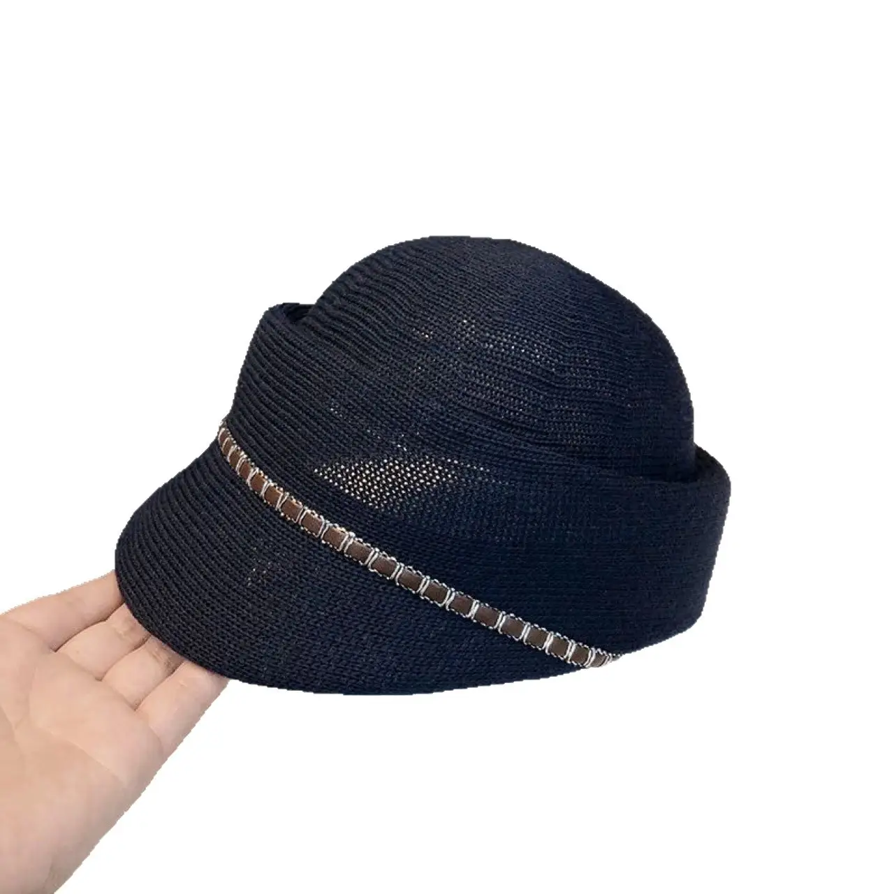 Women's Black Mesh Sun Hat with Duck Tongue - Image 6