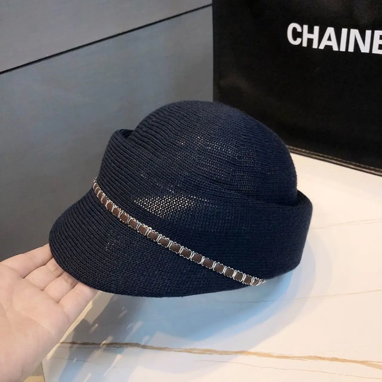 Women's Black Mesh Sun Hat with Duck Tongue - Image 4