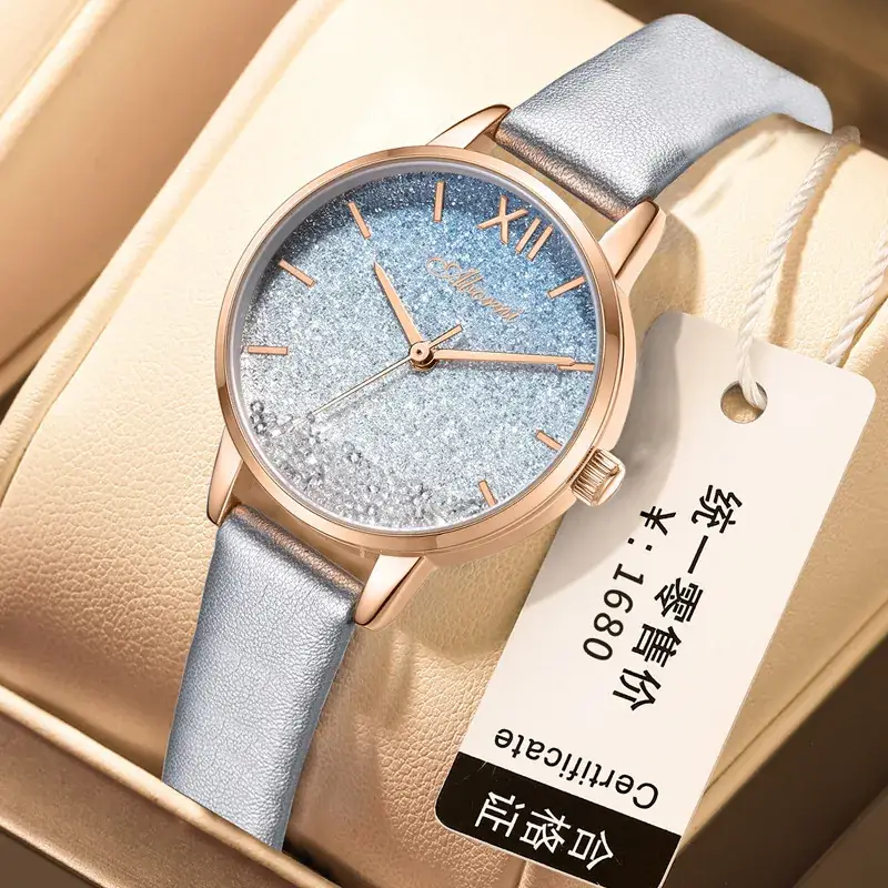 Women's Rose Gold Quartz Watch with Light Blue Dial - Image 2