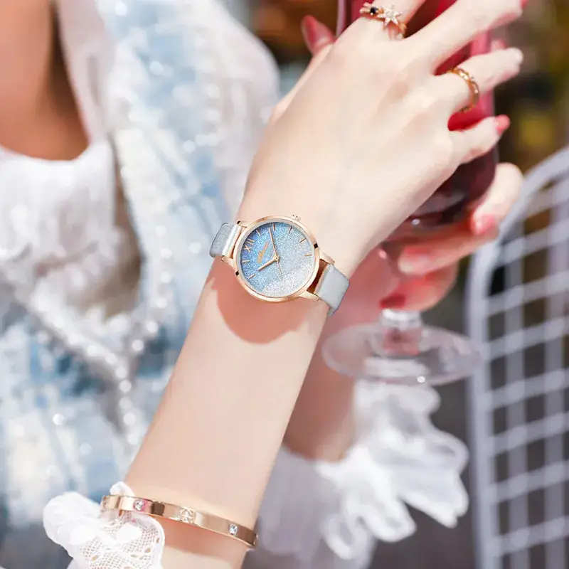 Women's Rose Gold Quartz Watch with Light Blue Dial - Image 5