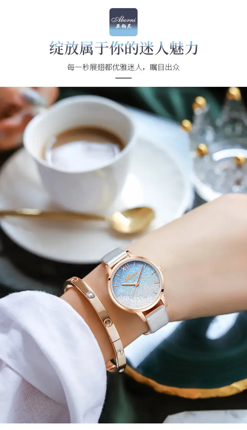 Women's Rose Gold Quartz Watch with Light Blue Dial — feature 6