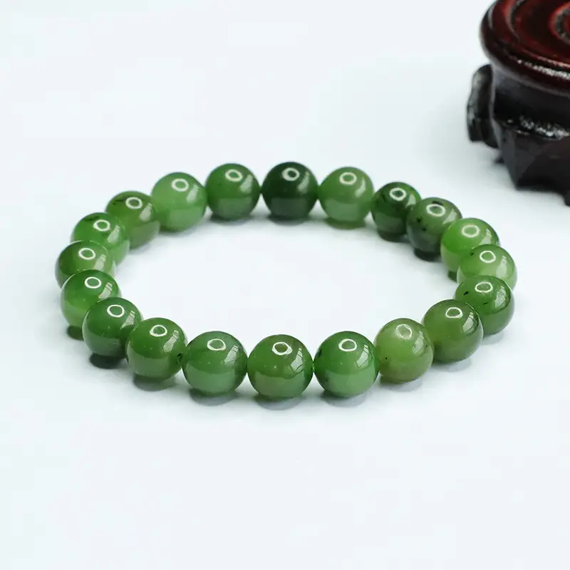 Green Jade Bracelet with Heart Charm for Women