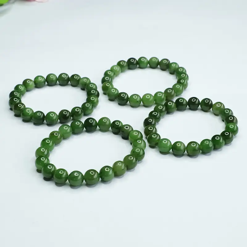 Green Jade Bracelet with Heart Charm for Women
