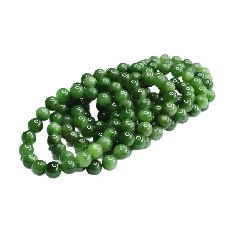 Green Jade Bracelet with Heart Charm for Women
