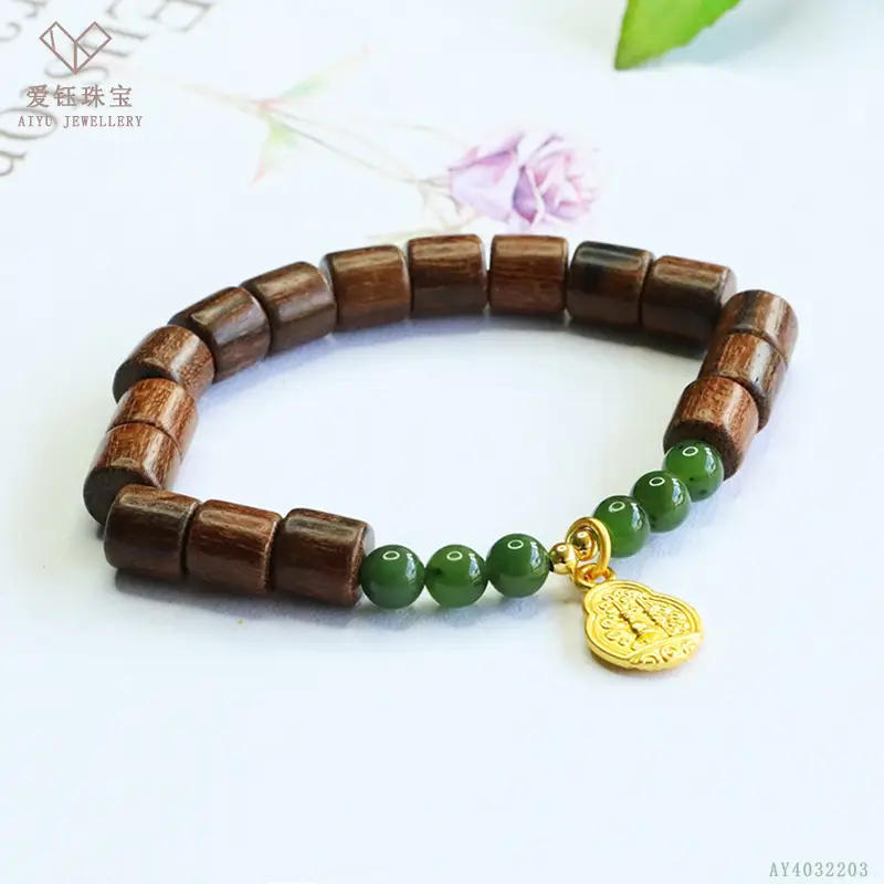 Green Jade Bracelet with Heart Charm for Women