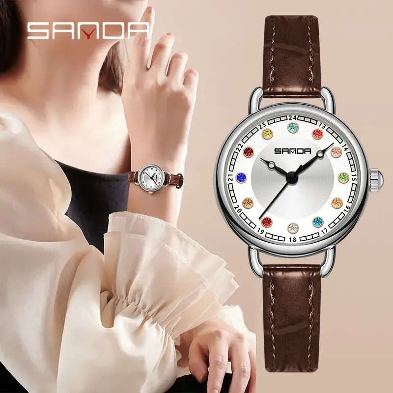 Sanda Diamond Encrusted Women's Gold Watch - Image 20