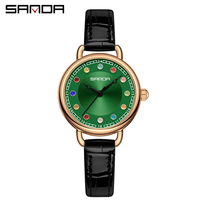 Sanda Diamond Encrusted Women's Gold Watch - Image 5