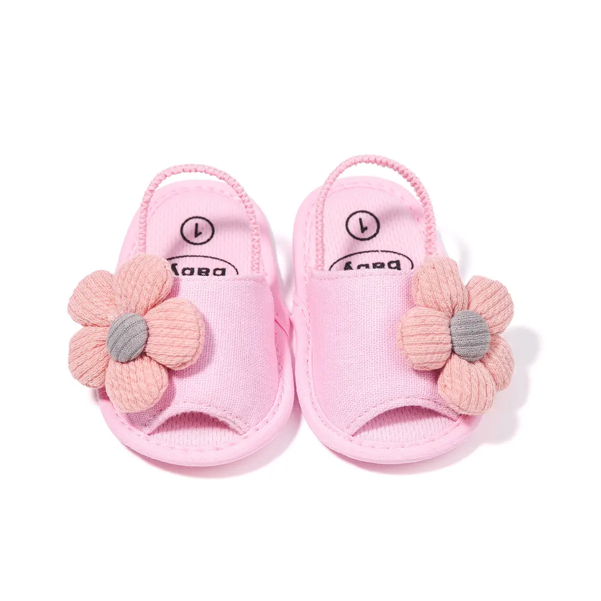 Cute Big Eyed Toddler Baby Slippers Pink 0-1 Year