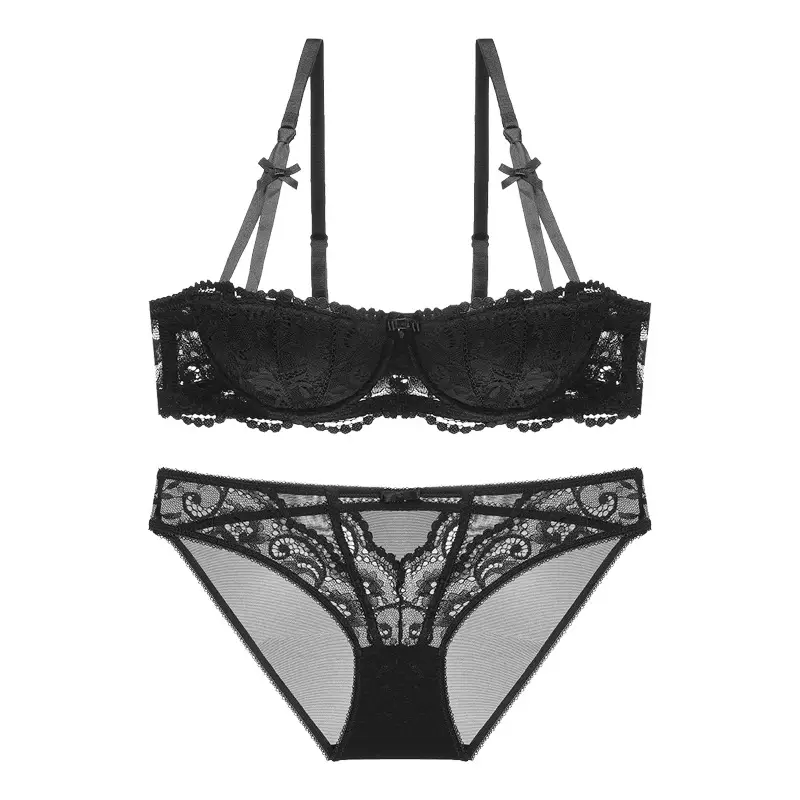 New French Style Thin Lace Push-up Underwear Women's Non-rimmed Bra Women's Half Cup Bra suit