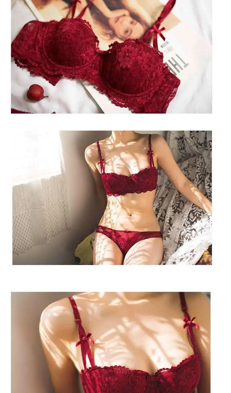 New French Style Thin Lace Push-up Underwear Women's Non-rimmed Bra Women's Half Cup Bra suit — feature 10