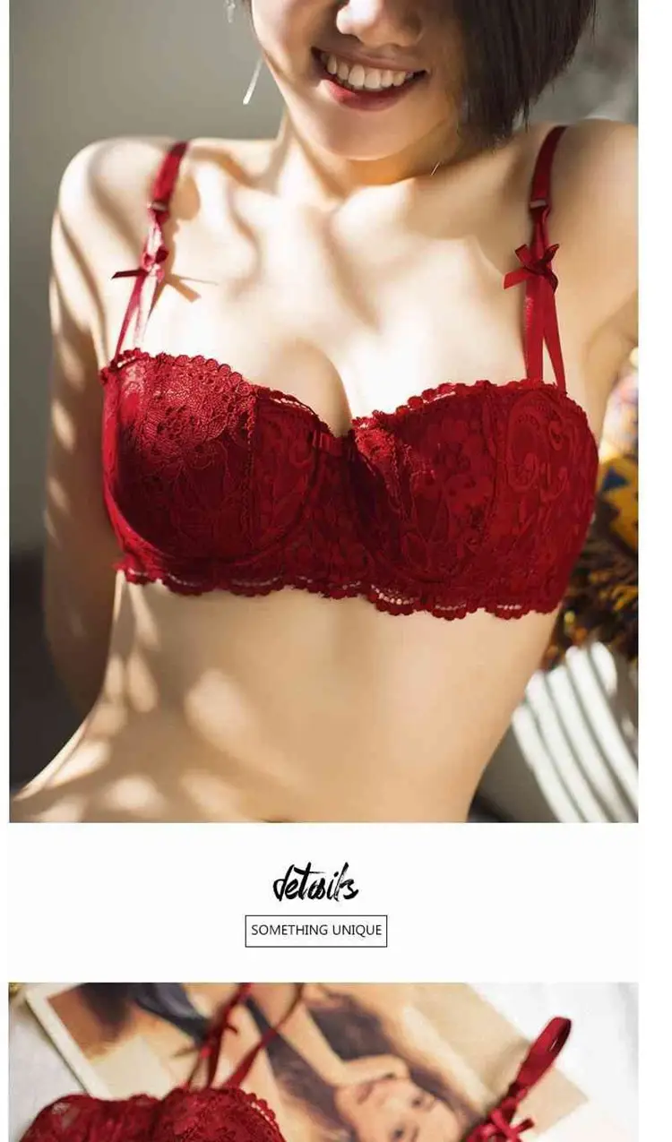 New French Style Thin Lace Push-up Underwear Women's Non-rimmed Bra Women's Half Cup Bra suit — feature 12