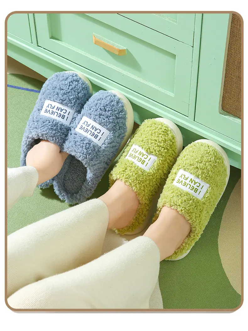 Women Winter Fleece Lined Slip-On Slippers Green — feature 11