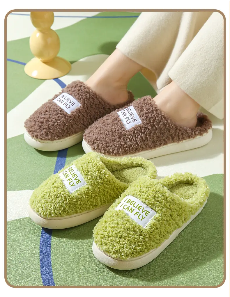 Women Winter Fleece Lined Slip-On Slippers Green — feature 9