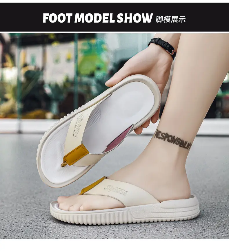 Summer flip flops men's Korean-style beach men's slippers leather surface plus size trendy outerwear sandals foreign trade cross-border wholesale — feature 12