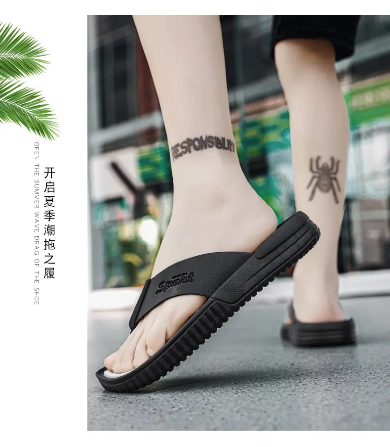 Summer flip flops men's Korean-style beach men's slippers leather surface plus size trendy outerwear sandals foreign trade cross-border wholesale — feature 20