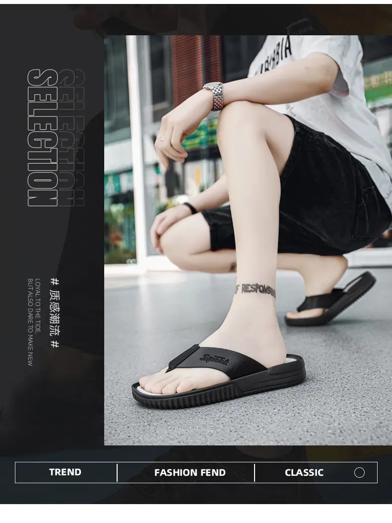 Summer flip flops men's Korean-style beach men's slippers leather surface plus size trendy outerwear sandals foreign trade cross-border wholesale — feature 7