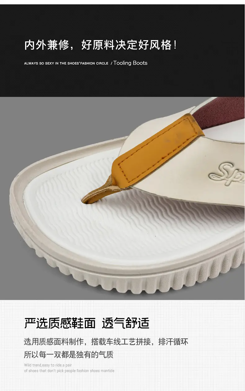 Summer flip flops men's Korean-style beach men's slippers leather surface plus size trendy outerwear sandals foreign trade cross-border wholesale — feature 9