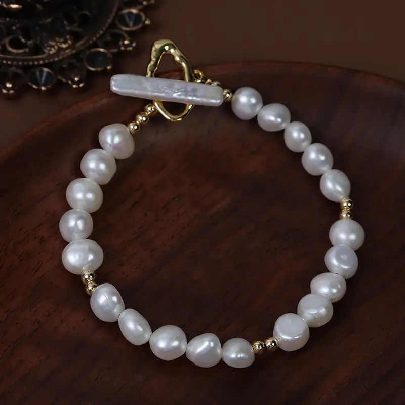 Vintage Pearl Bracelet with Ot Buckle for Women - Image 2