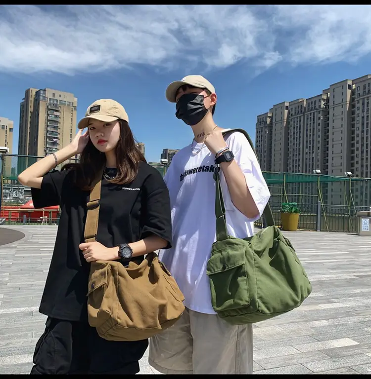 2025 New Ins Harajuku Style Wash Canvas Crossbody Bag Large Capacity Student Shoulder Bag — feature 10