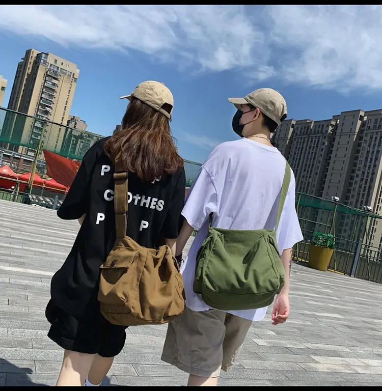 2025 New Ins Harajuku Style Wash Canvas Crossbody Bag Large Capacity Student Shoulder Bag — feature 12