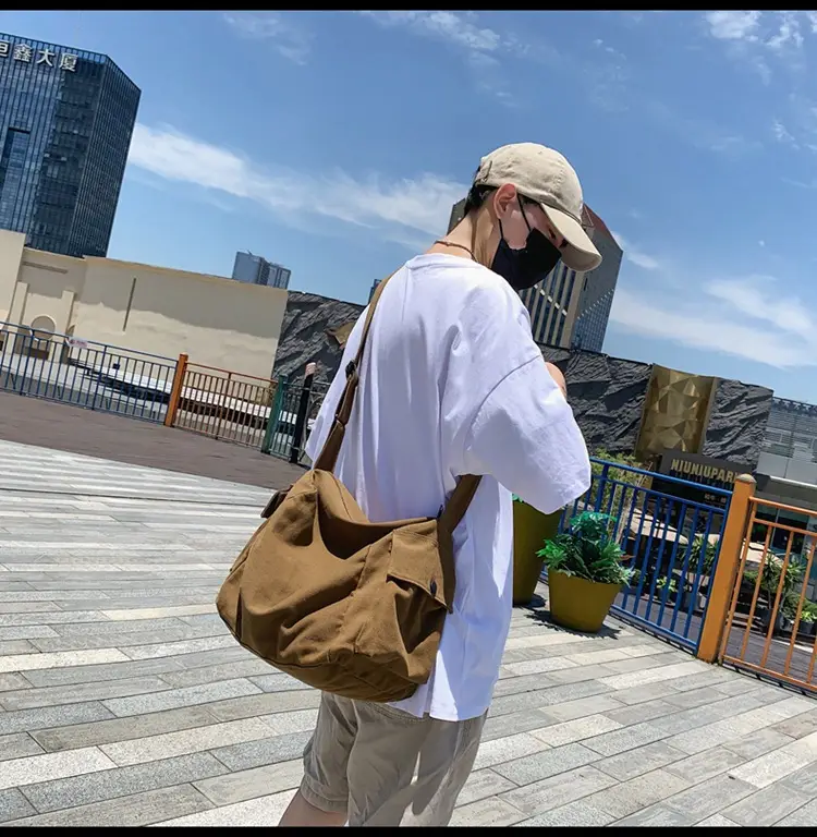 2025 New Ins Harajuku Style Wash Canvas Crossbody Bag Large Capacity Student Shoulder Bag — feature 13
