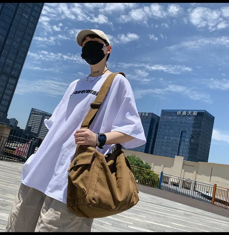 2025 New Ins Harajuku Style Wash Canvas Crossbody Bag Large Capacity Student Shoulder Bag — feature 15
