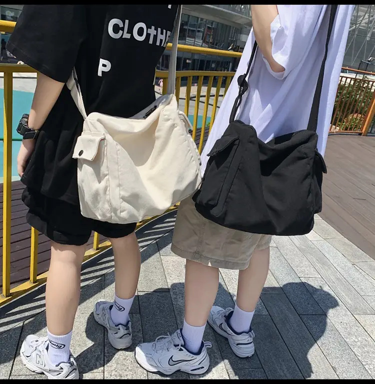 2025 New Ins Harajuku Style Wash Canvas Crossbody Bag Large Capacity Student Shoulder Bag — feature 5