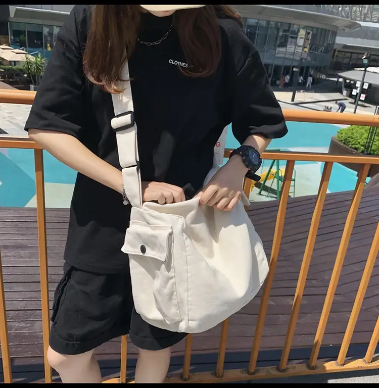 2025 New Ins Harajuku Style Wash Canvas Crossbody Bag Large Capacity Student Shoulder Bag — feature 6