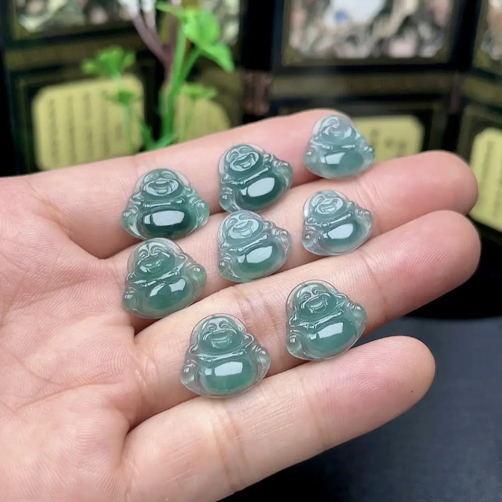 Blue Water Small Buddha Maitreya Jade Pendants