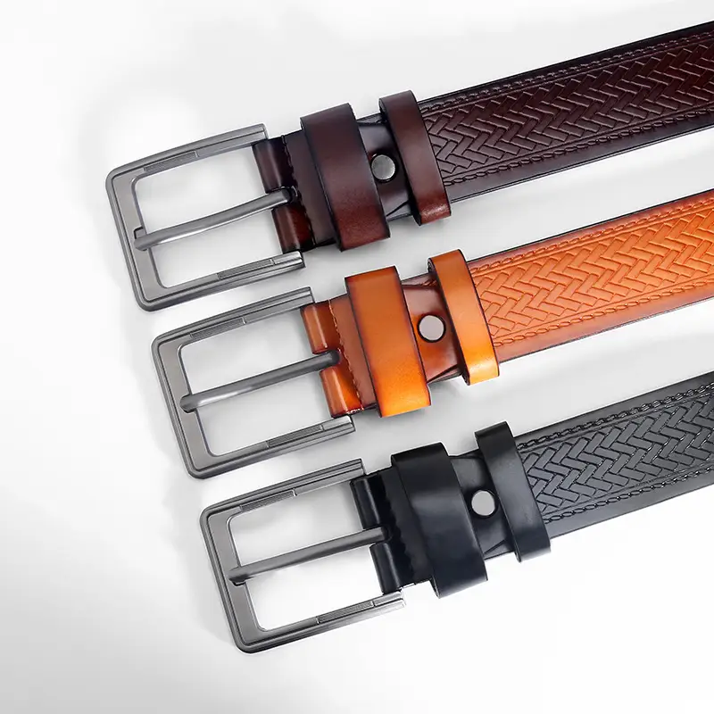 Men's Black Cowhide Belt with Alloy Buckle - Image 4