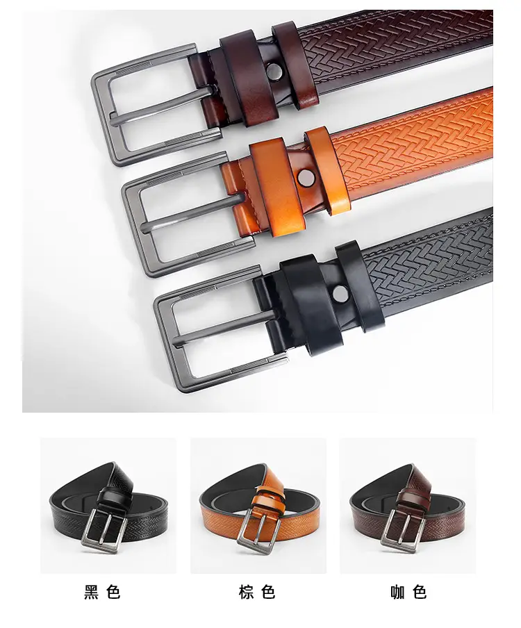 Men's Black Cowhide Belt with Alloy Buckle β feature 12