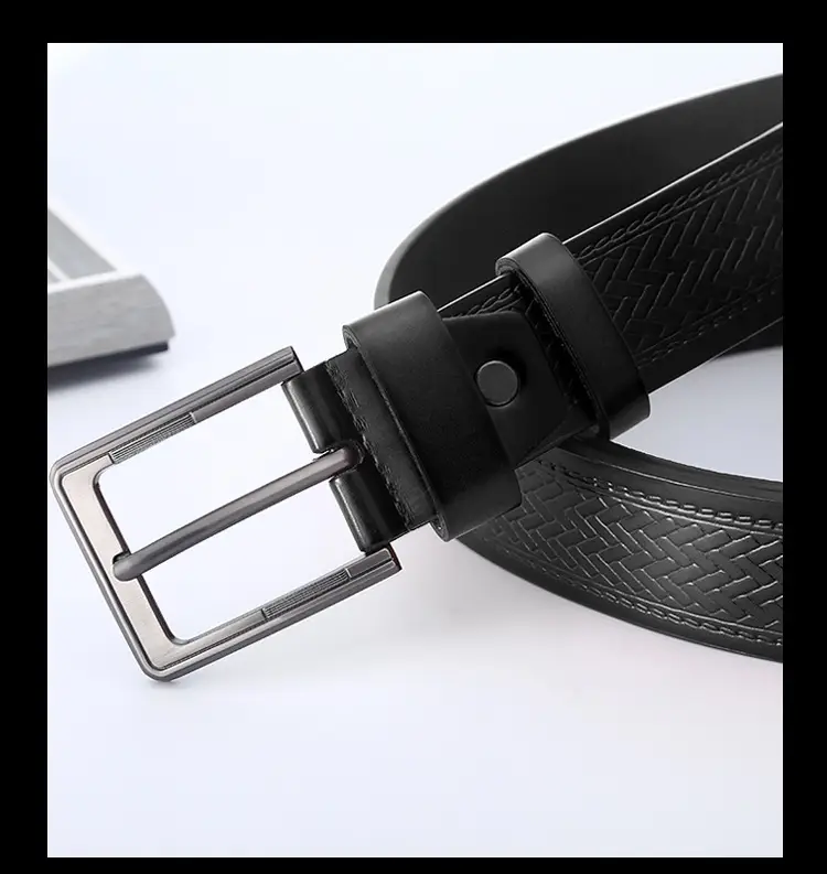 Men's Black Cowhide Belt with Alloy Buckle β feature 2