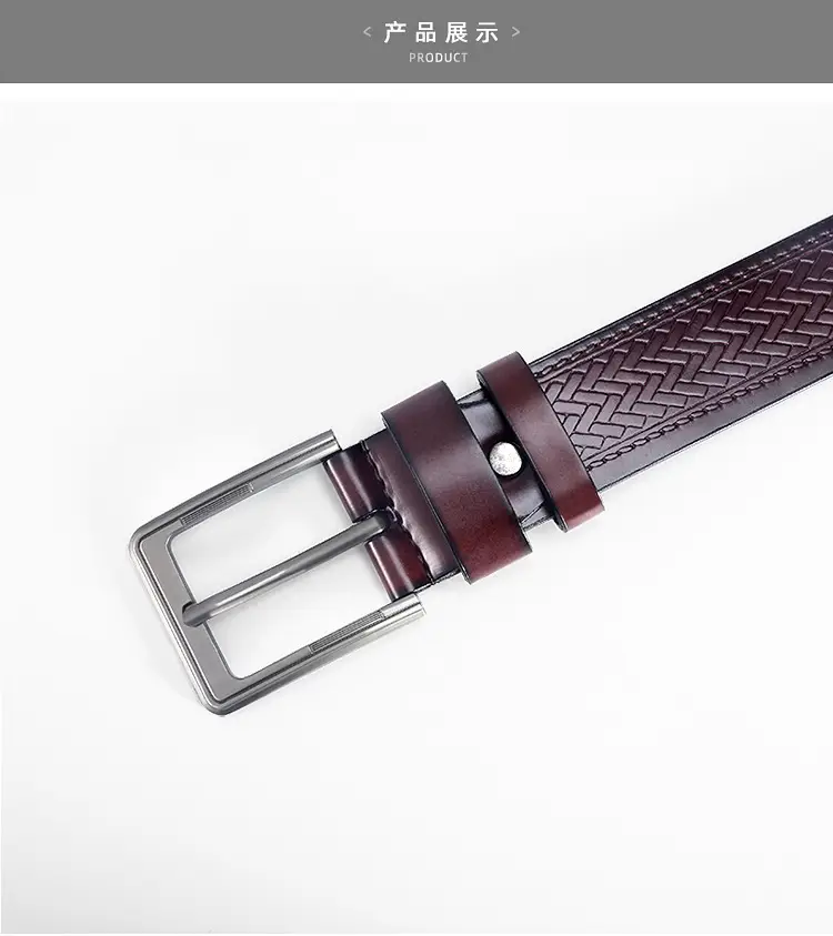 Men's Black Cowhide Belt with Alloy Buckle β feature 4