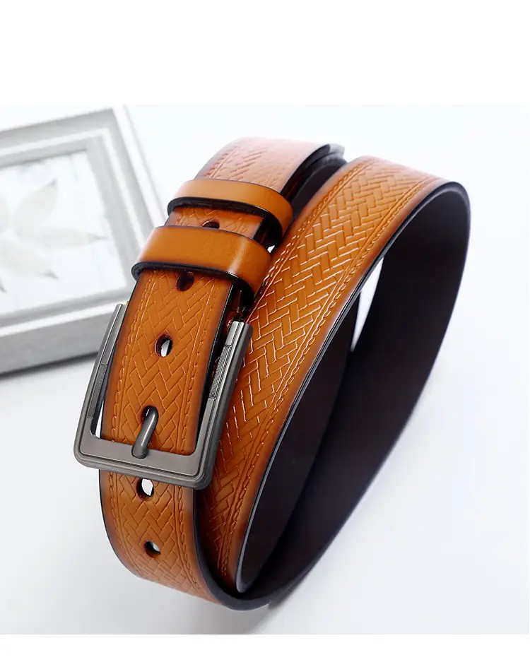 Men's Black Cowhide Belt with Alloy Buckle β feature 5