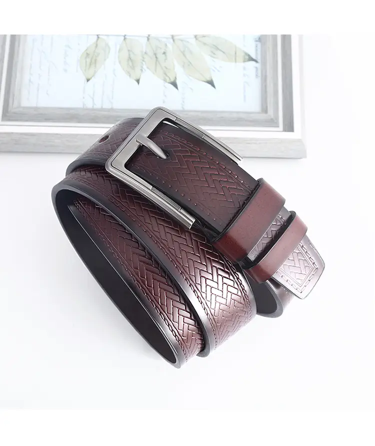 Men's Black Cowhide Belt with Alloy Buckle β feature 6