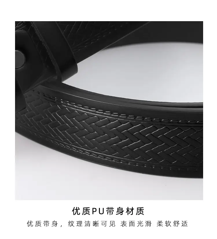 Men's Black Cowhide Belt with Alloy Buckle β feature 9