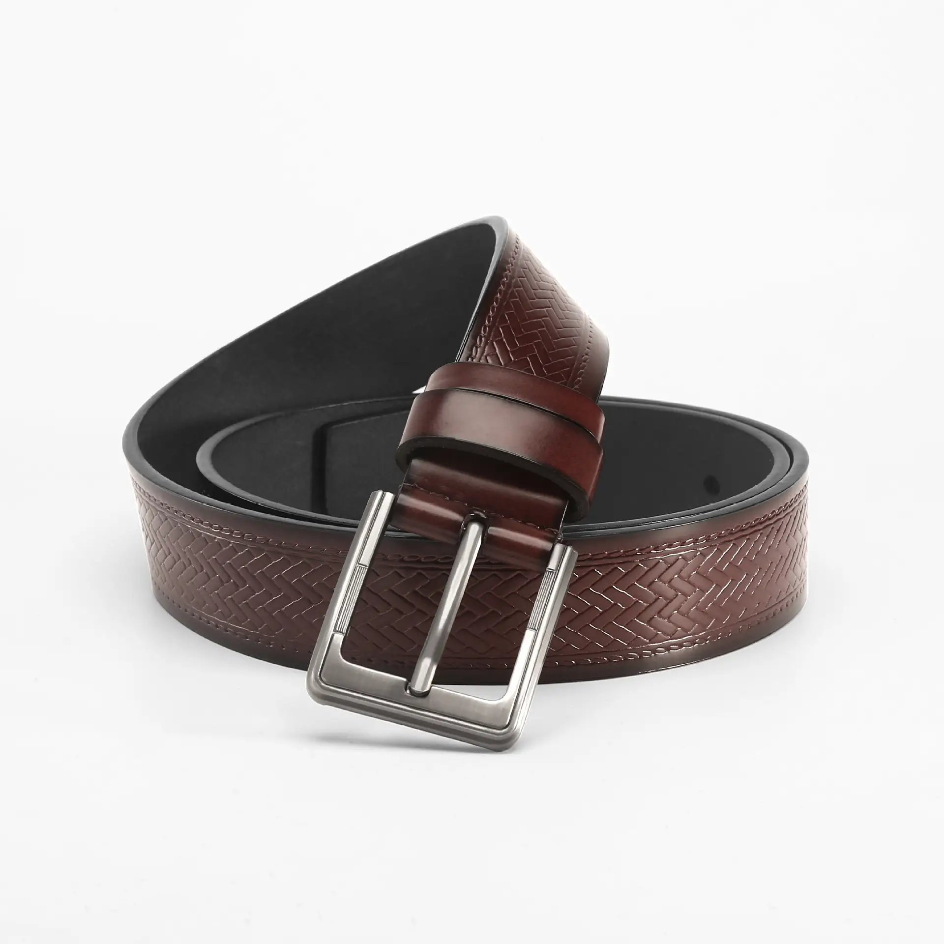 Men's Black Cowhide Belt with Alloy Buckle - Image 2