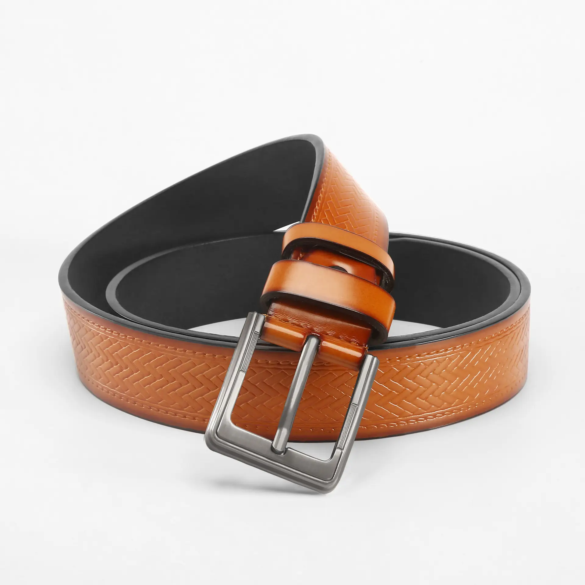 Men's Black Cowhide Belt with Alloy Buckle - Image 3