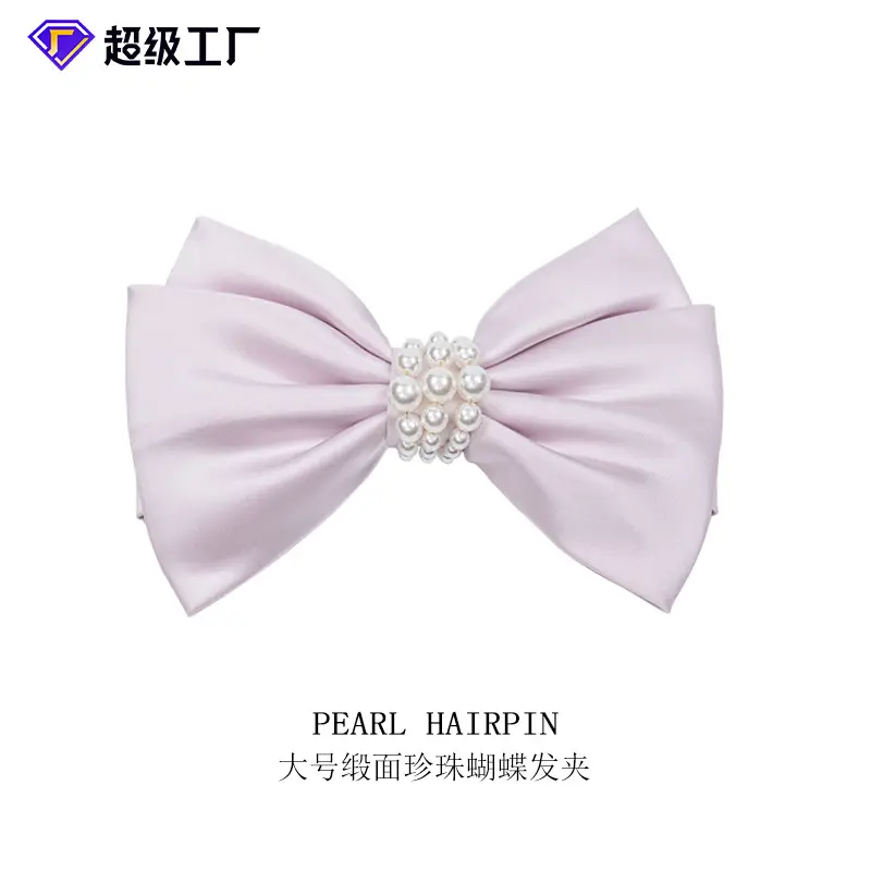 2024 New French Satin Pearl Bow Hairpin for Women - Image 2