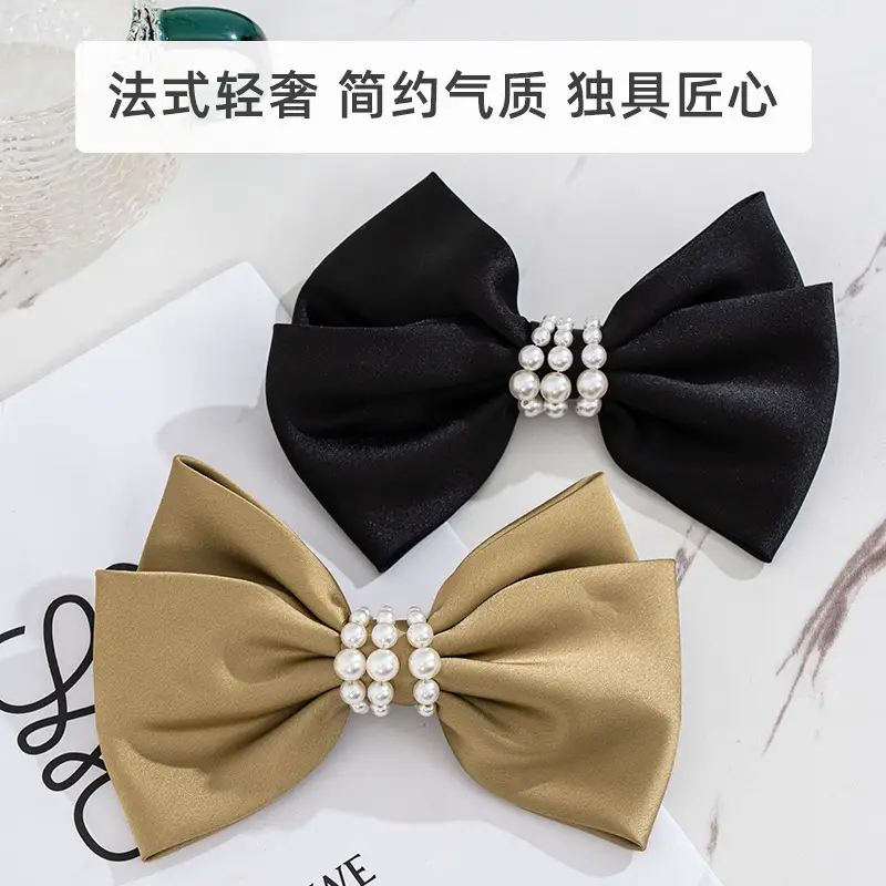 2024 New French Satin Pearl Bow Hairpin for Women - Image 4