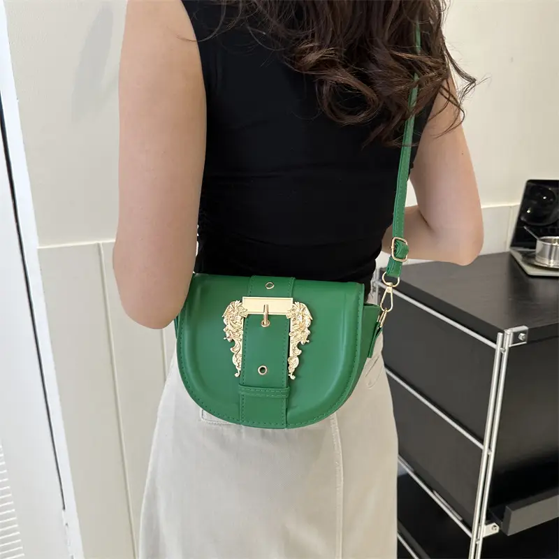 Black Korean Style Saddle Bag for Women
