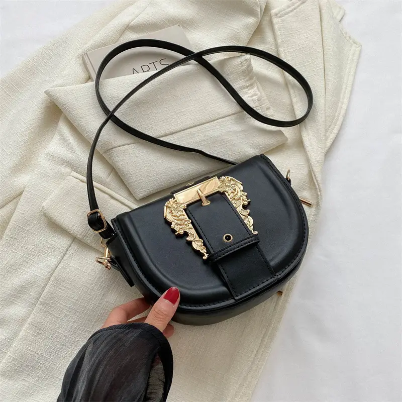 Black Korean Style Saddle Bag for Women