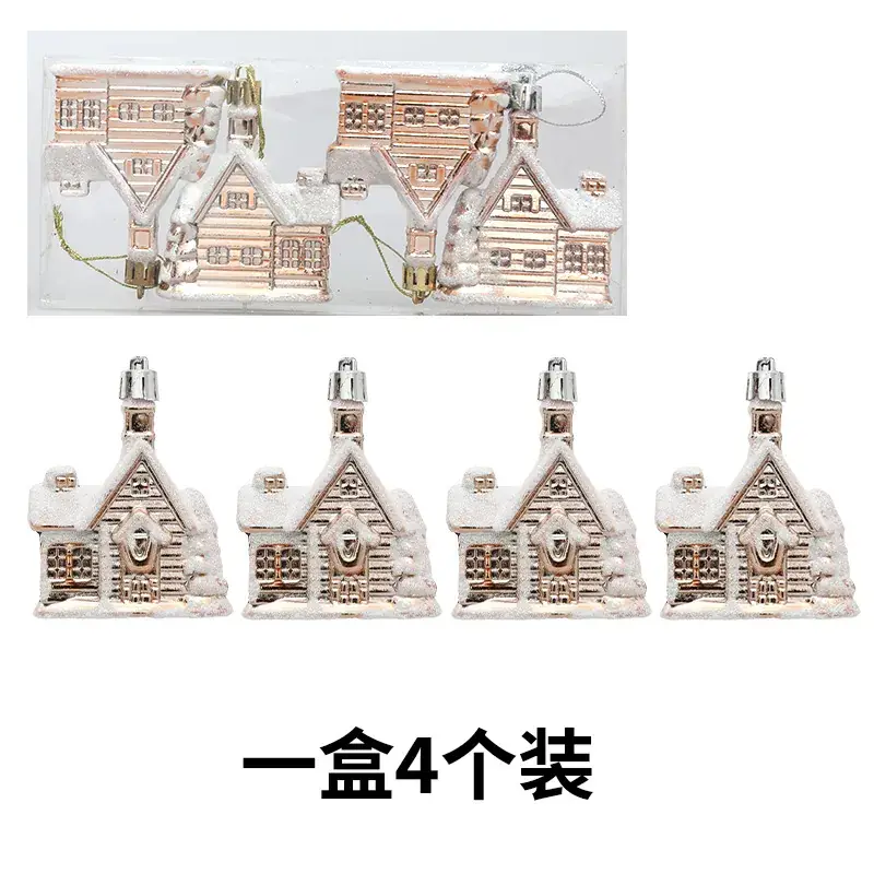 Small House Christmas Tree Pendant Electroplated Snow House Cross-border Amazon Wholesale Supply Christmas Decoration - Image 4