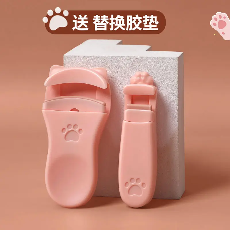 Cat Claw Eyelash Curler Pink White Portable Curler - Image 4