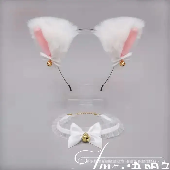 Cat Ear Hair Bands with Faux Fur & Bow Decor - Image 2
